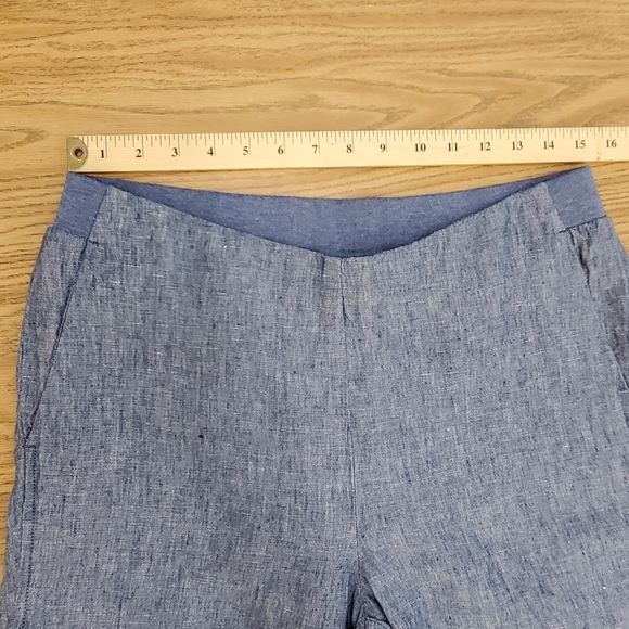 J. Jill Love Blue Linen Pull on Cropped Straight Leg Pants Womens Small - Picture 10 of 10